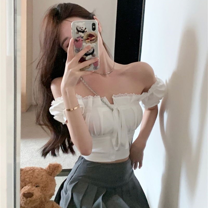 Áo Kiểu Tay Ngắn Cổ Vuông Thời Trang Mùa Hè Quyến Rũ Cho Nữ