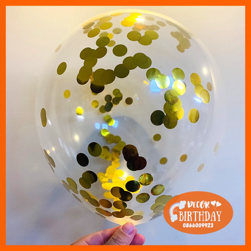 Bóng Trong Suốt Có Kim Tuyến HOT SALE Trang Trí Sinh Nhật, Phòng Cưới, Sự Kiện, Thôi Nôi, Đầy Tháng Nhiều Màu Siêu Đẹp