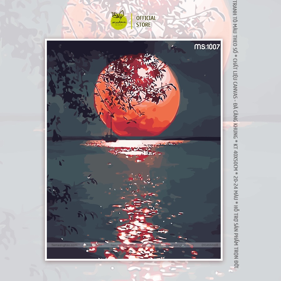 Tranh tô màu 40x50cm có khung Nguyệt thực T1007