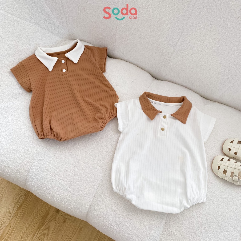 Body Polo cho bé trai Soda Kids phối màu nâu - trắng phong cách công tử