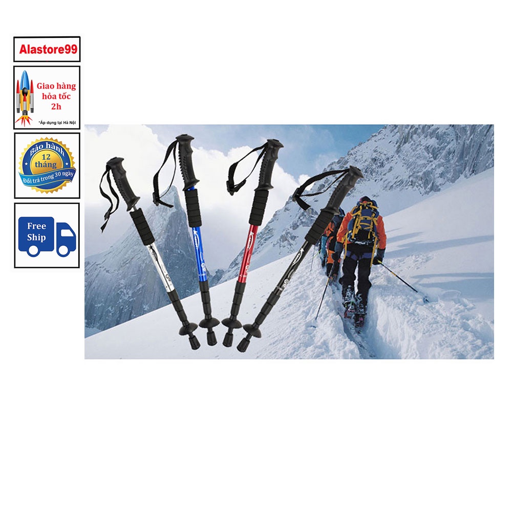 Gậy Leo Núi Trekking Gậy Dã Ngoại Hợp Kim Nhôm Chống Sốc Chống Trượt 4 Đoạn Có Thể Thu Gọn KH08