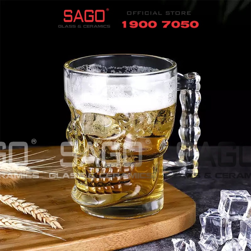 Ly Thủy Tinh Deli Skull Beer Mug 540ml | ZB309 , Ly uống Bia Cao Cấp