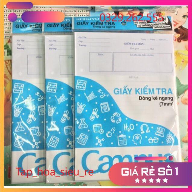 (Rẻ Vô địch) Giấy kiểm tra kẻ ngang Campus 25 tờ đôi