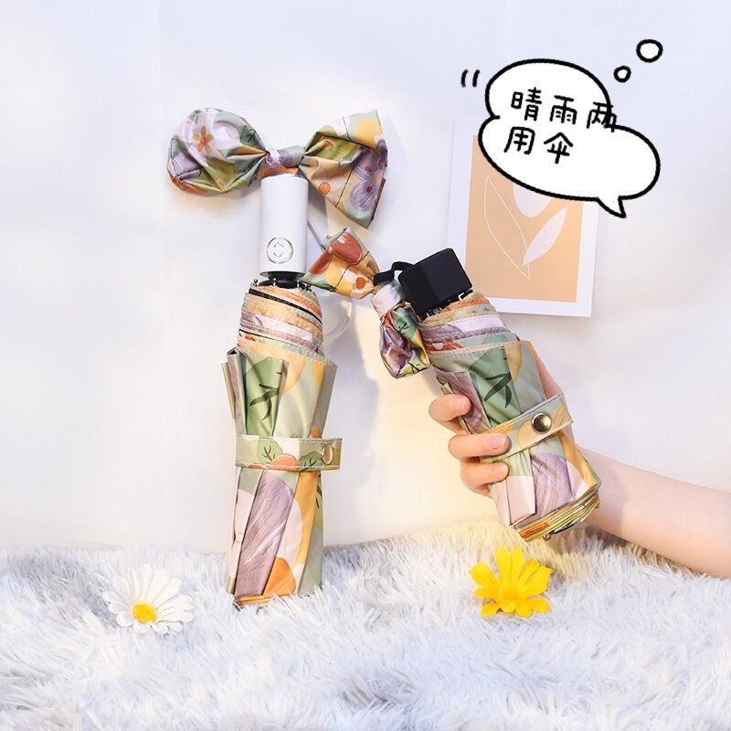 Dù Gấp Tự Động Chống Tia Uv 50% Họa Tiết Hoa Hồng Phong Cách Đồng Quê Cổ Điển