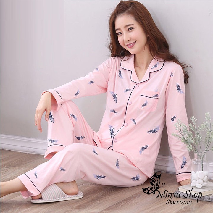 Đồ Bộ Pijama Dài Tay Lụa, Đồ Ngủ Pizama Nữ - Phong Cách Hàn Quốc - Sợi Tơ Sữa Mềm, Mịn - Siêu Dễ Thương