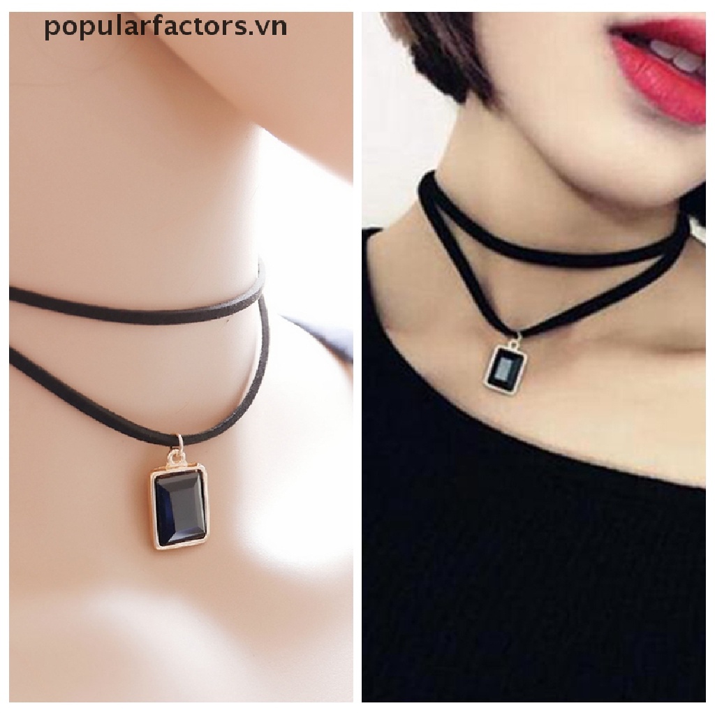 Vòng Cổ Choker Dây Nhung Đen Phong Cách Gothic Cổ Điển
