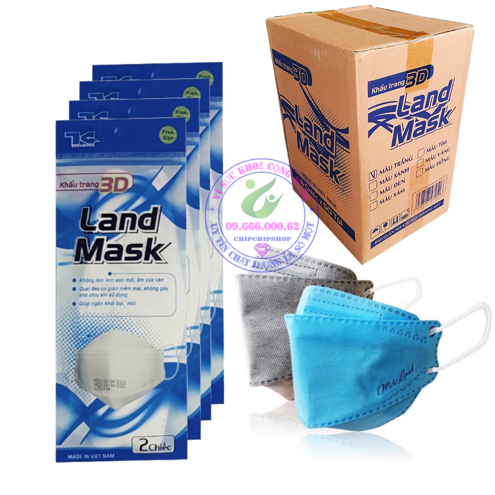 Sỉ 1 Thùng Khẩu Trang 4D Land Air Mask 300 Chiếc. 4 lớp kháng khuẩn cao cấp chống bụi mịn. DC XL TM  3D 5D 6D N95 KF94.
