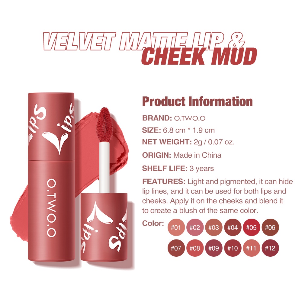 Son Môi Kiêm Má Hồng O.TWO.O Lâu Trôi Và Chống Thấm Nước Cao Cấp 2.0g 9144