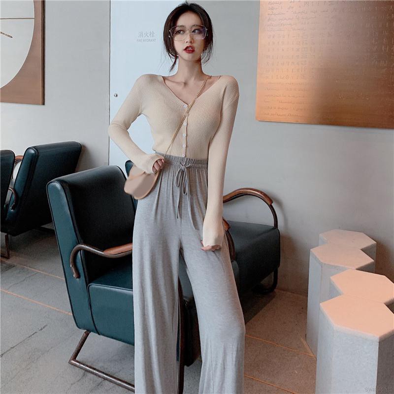 Áo Khoác Len Dài Tay Cổ Chữ V Thời Trang Hàn Cho Nữ | BigBuy360 - bigbuy360.vn