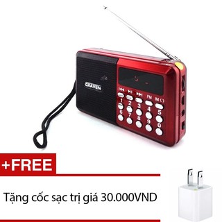 Loa nghe nhạc kèm radio Craven CR-26 (Đỏ) + Tặng 1 cốc sạc