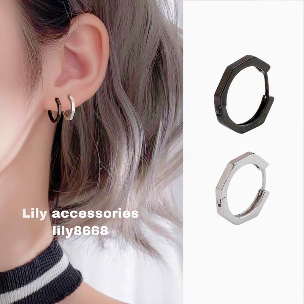 Octagonal Earring khuyên tai titan bát giác không gỉ không đen không dị ứng nam nữ unisex