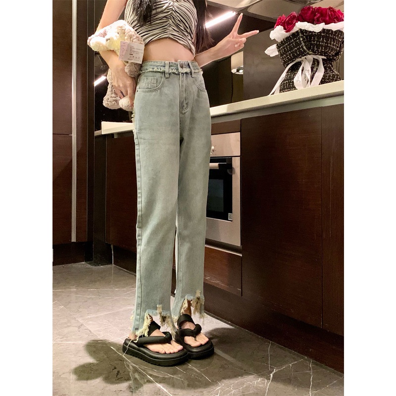 Quần jeans Dài Rách Gối Thời Trang Dành Cho Nữ