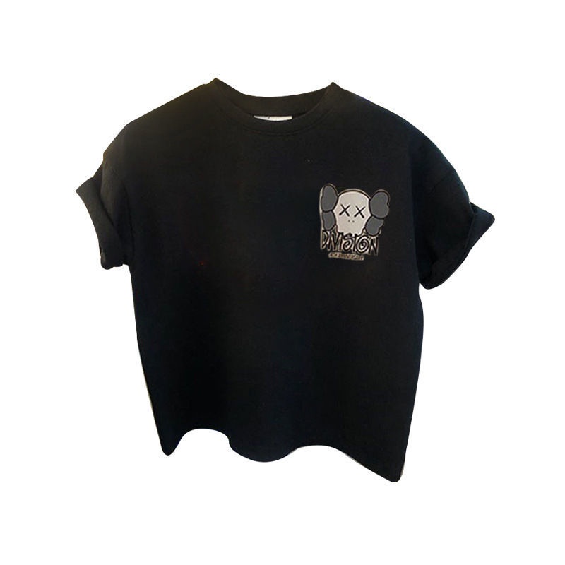 Áo Thun Cotton Tay Ngắn Dáng Rộng In Họa Tiết Hoạt Hình Dễ Thương Phong Cách Hàn Quốc Cho Bé