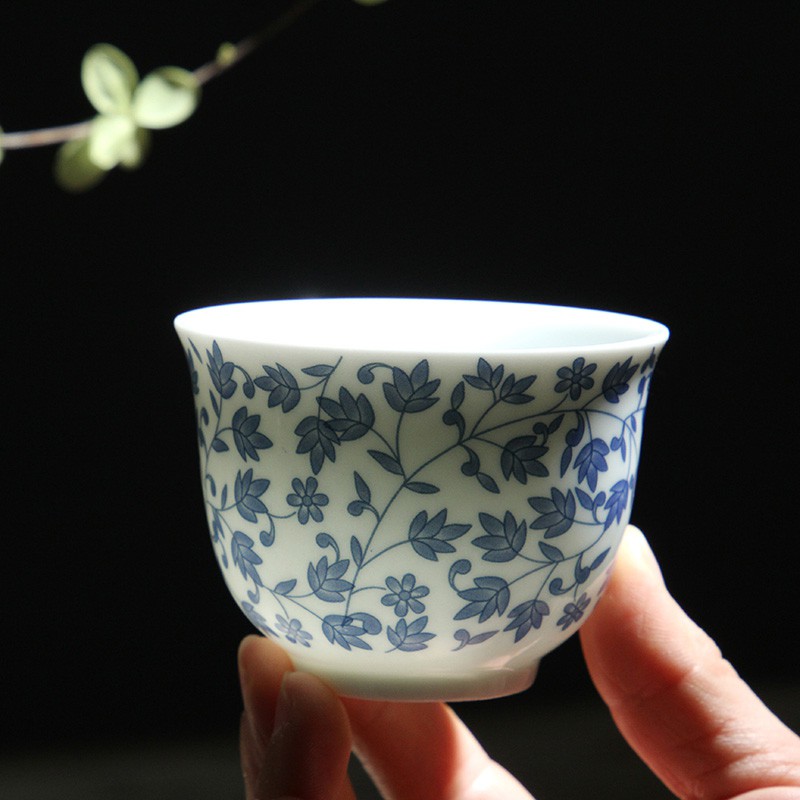 Jingdezhen Màu Xanh Và Trắng Tách Trà Gốm Kung Fu Trà Tách Trà Chén Sứ Trắng Cao Chủ Cup