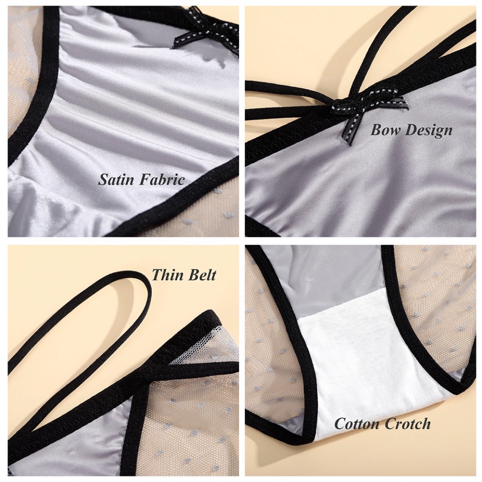 Quần lót nữ lụa satin phối renchấm bi Lylylorem QL114