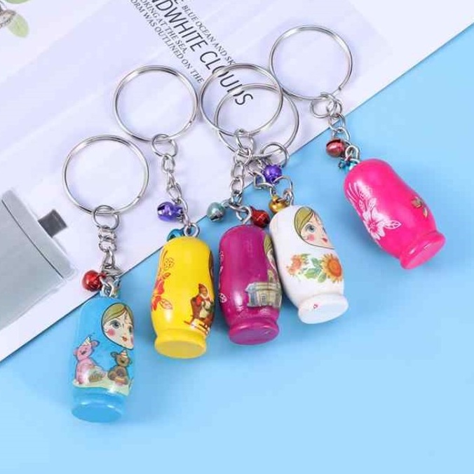 Móc khóa búp bê Nga độc đáo - Móc Chìa Khóa Gỗ Matryoshka siêu dễ thương Molangshop