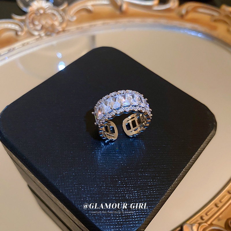 Nhẫn Hở Đính Đá Zircon Đơn Giản Sang Trọng Phong Cách Hàn Quốc