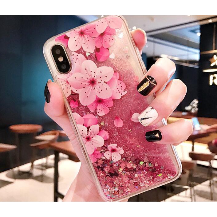 trường hợp FashionCase Samsung A50 S6 S7 Edge S8 S9 S10 Plus A5 A6 A7 A8 A9 2018 Floral Liquid Casings