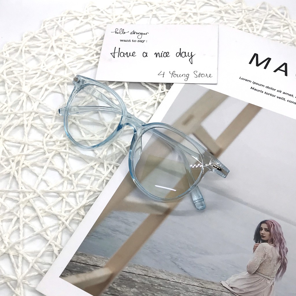 Kính giả cận nam nữ gọng tròn thời trang, mắt kính không độ chống tia UV phong cách Ulzzang đẹp giá rẻ LUMINA 024