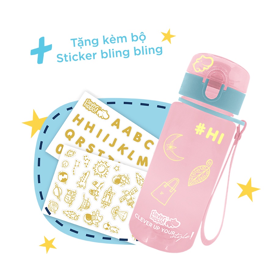 Bình Nước CLEVERHIPPO Sticker Diy - Hồng Aurora WB1102/PINK