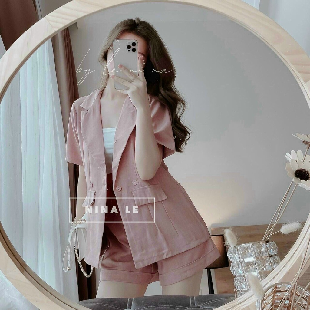 Sét Vest 3 Món Coton Lạnh Áo Khoác Tay Dài Kèm Áo Trong Và Quần Đùi Ngắn Xinh Xắn Thời Trang Bella Luu Shop