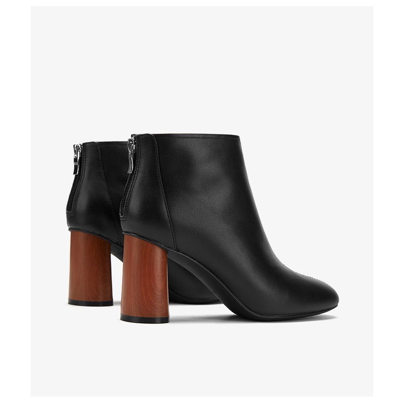 Bốt Daphne gót trụ vân gỗ 8cm