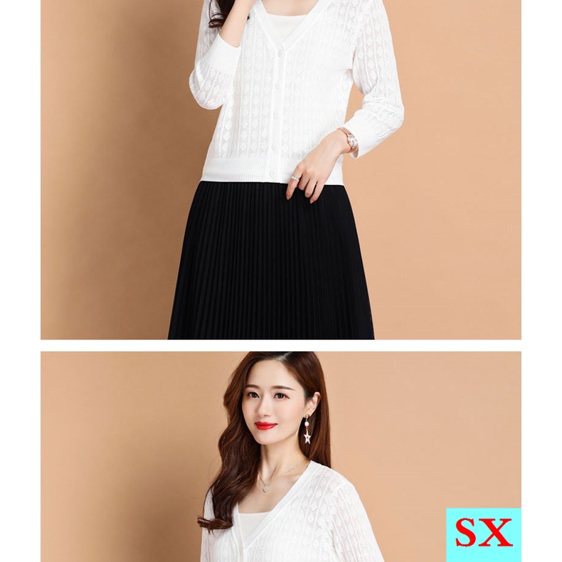 Áo Cardigan Dệt Kim Vải Lụa Mát Mỏng Thời Trang Mùa Hè Dành Cho Nữ