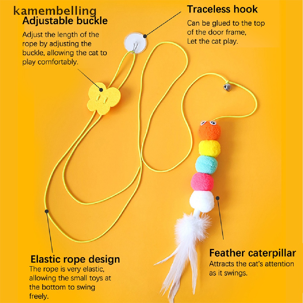 Kamembelling Đồ Chơi Tương Tác Tự Dính Hình Sâu Bướm Có Dây Treo Cửa Cho Mèo Cưng