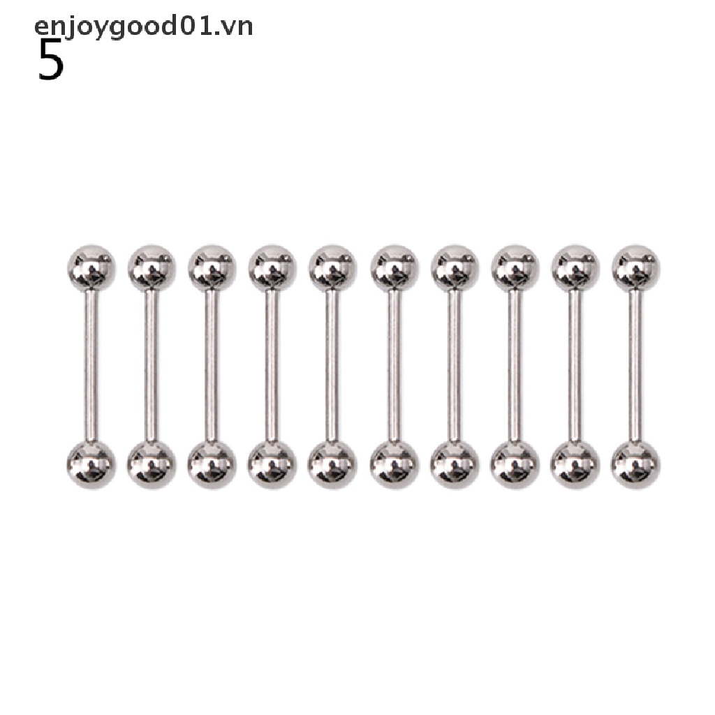 Set 10 khuyên xỏ cơ thể rốn lưỡi bằng thép không gỉ cá tính thời trang