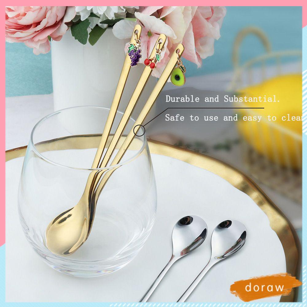 Thời Trang Thìa Cà Phê DORAW|Bộ Muỗng Nĩa Hình Trái Cây Giáng Sinh