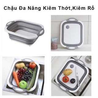 Chậu gấp gọn, chậu đa năng , chậu 3in1 kiêm thớt, rổ đựng đa năng loại lớn 3in1 đa năng tiện dụng