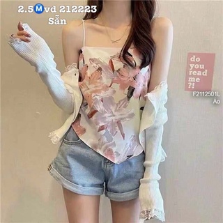 Áo lụa hoa cột nơ lưng 2 dây