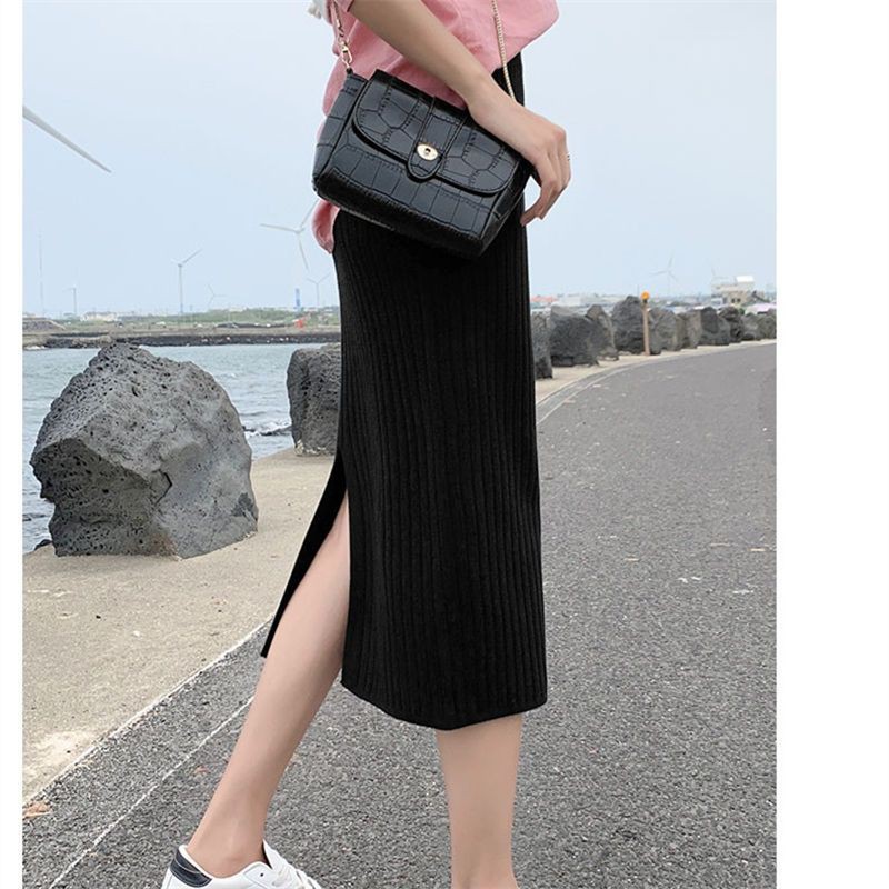 Chân Váy Len Dáng Suông Xẻ Tà Sau Vintage Sang Chảnh Ngọt Ngào Dễ Mix Đồ | BigBuy360 - bigbuy360.vn