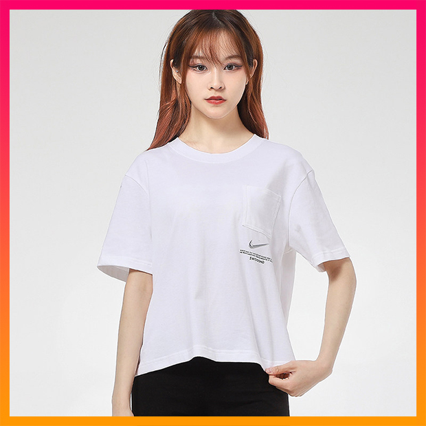 Nike Summer Casual Tee Round Neck White Fashion Travel Crop Tops Women CZ8912-100