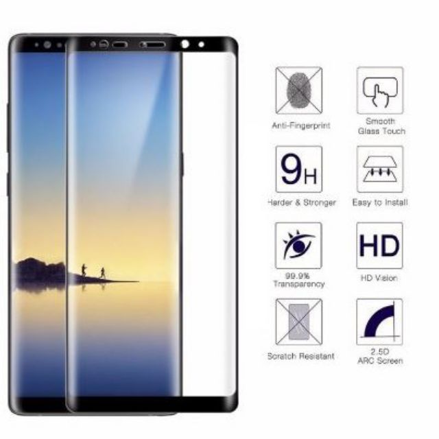 Kính cường lực 4D Galaxy Note 8 full màn siêu cứng - Nhiều màu