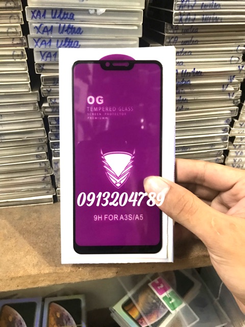 Kính cường lực OG full Màn Oppo A3s /A5 khoan không thủng