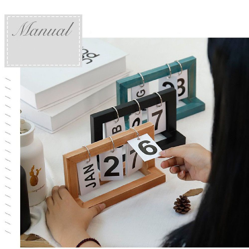 Lịch Để Bàn Bằng Gỗ Phong Cách Bắc Âu Sáng Tạo