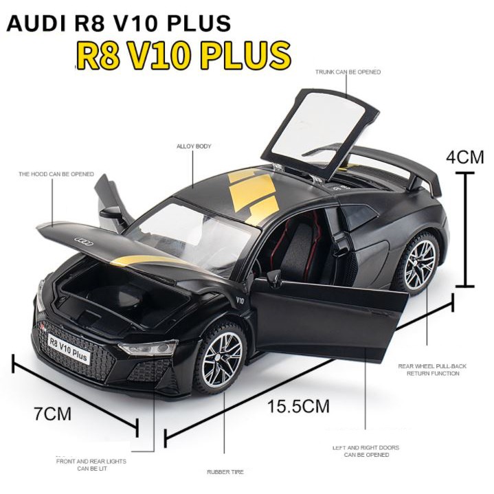 Mô hình siêu xe kim loại Audi R8 V10 Plus tỷ lệ 1:32