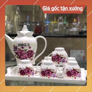 BỘ BÌNH CỐC SỨ CAMELLIA-KOREA (HỌA TIẾT HOA-CAO CẤP)