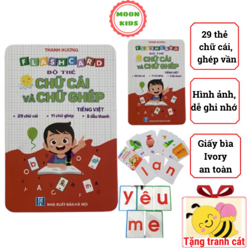 Bảng chữ cái, chữ ghép tiếng Việt 29 thẻ Flashcard giúp bé nhận biết mặt chữ hiệu quả