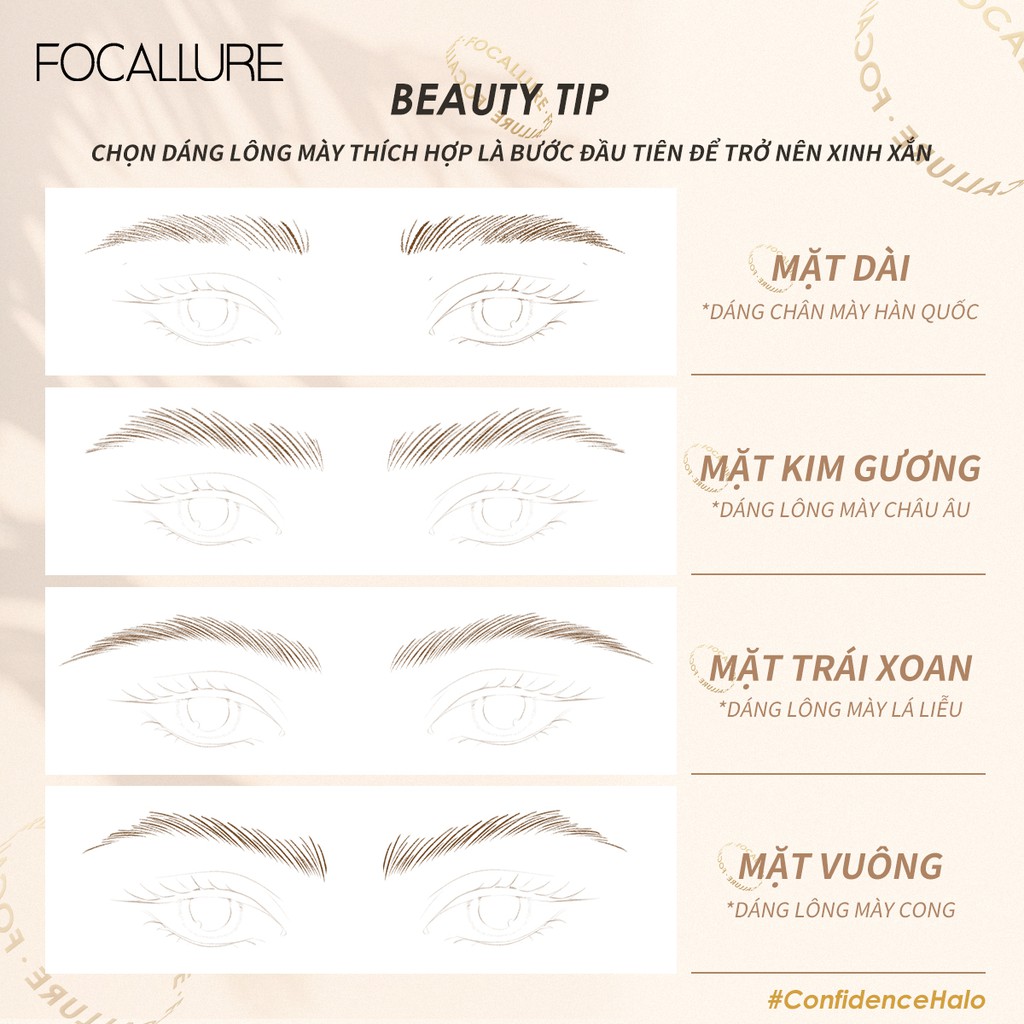 Bút chì kẻ lông mày Focallure Confidencehalo mềm mượt lâu trôi lên đến 12 giờ