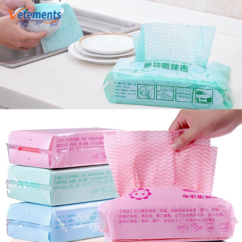 Set 80 Khăn Lau Chén Dĩa Bằng Vải Không Dệt Đa Năng Dùng Một Lần