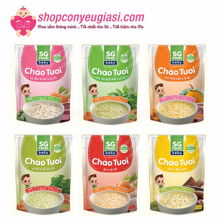 Cháo Tươi SG Food Baby 240g Nhiều Vị Cho Bé Từ 10m+ - Date 09/2022