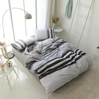 Ful Set Trọn Bộ Drap Giường Chần Bông Họa Tiết Xám Cực Sang M2-M4-M6-M8*2M