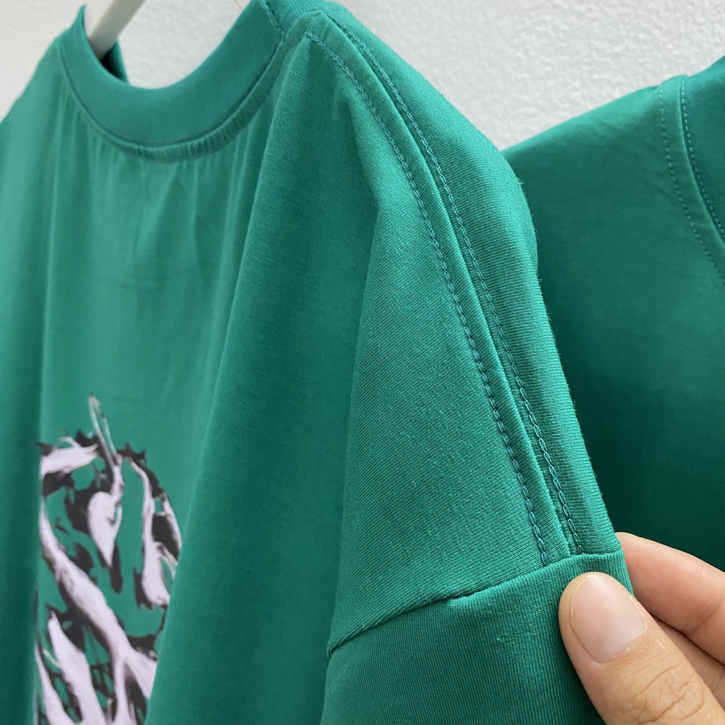 Áo thun tay lỡ SWE KHÓI ĐEN XANH LÁ ĐẬM to KKIMSHOP , Áo thun unisex nam nữ form rộng oversize chất liệu Cotton Thái