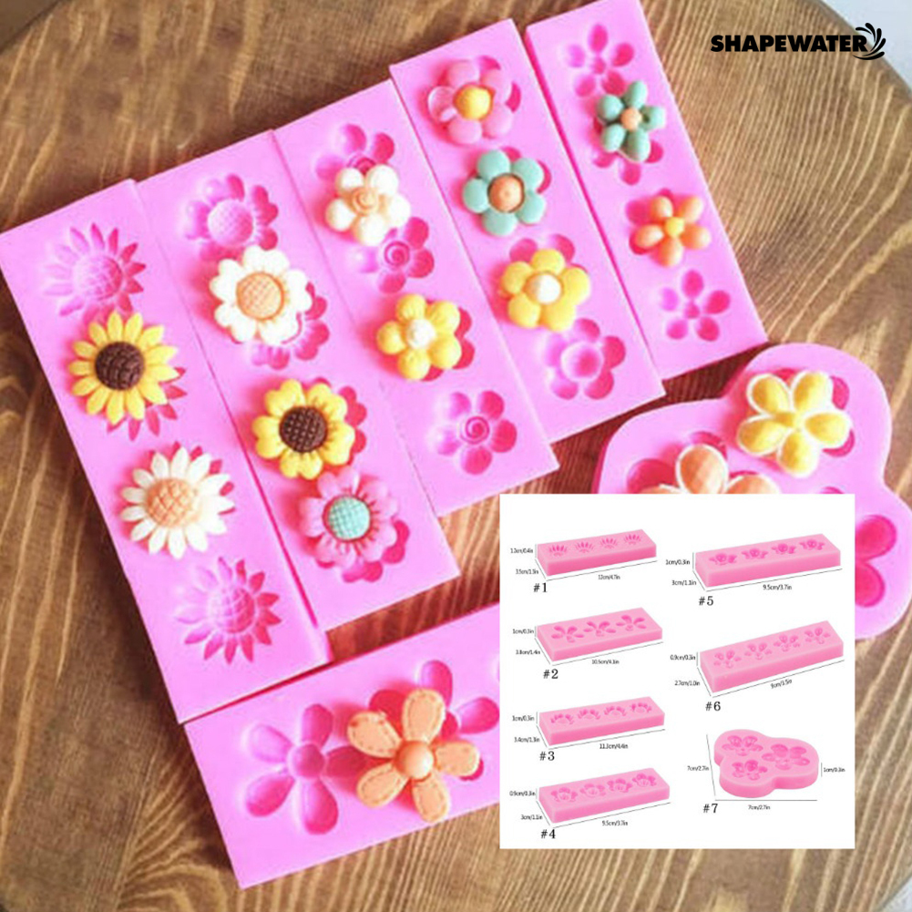 Khuôn Silicon Làm Bánh / Xà Phòng / Đất Sét Hình Hoa Dễ Thương DIY