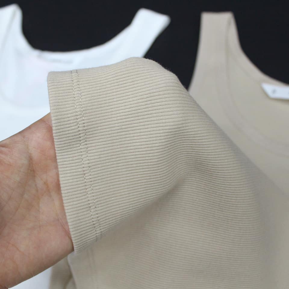 Q8709 - 	Áo thun gân ba lỗ Mango, trơn