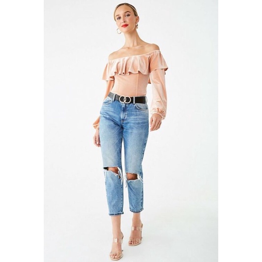 Áo nhung trễ vai dư Xịn F21 dày dặn mịn đẹp lắm