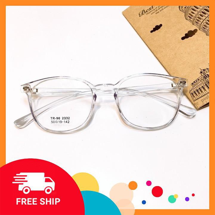 [Gía siêu rẻ] Gọng kính tròn bầu 2332 đã đeo là XINH -Nhận Cắt Mắt-Tặng kèm hộp+khăn+Chai nước lau kính