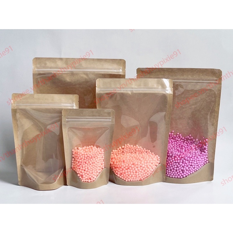 0.5kg túi zip giấy kraft đựng bánh kẹo thực phẩm khô mặt trong - mặt trong mặt giấy nhìn thấy sản phẩm bên trong